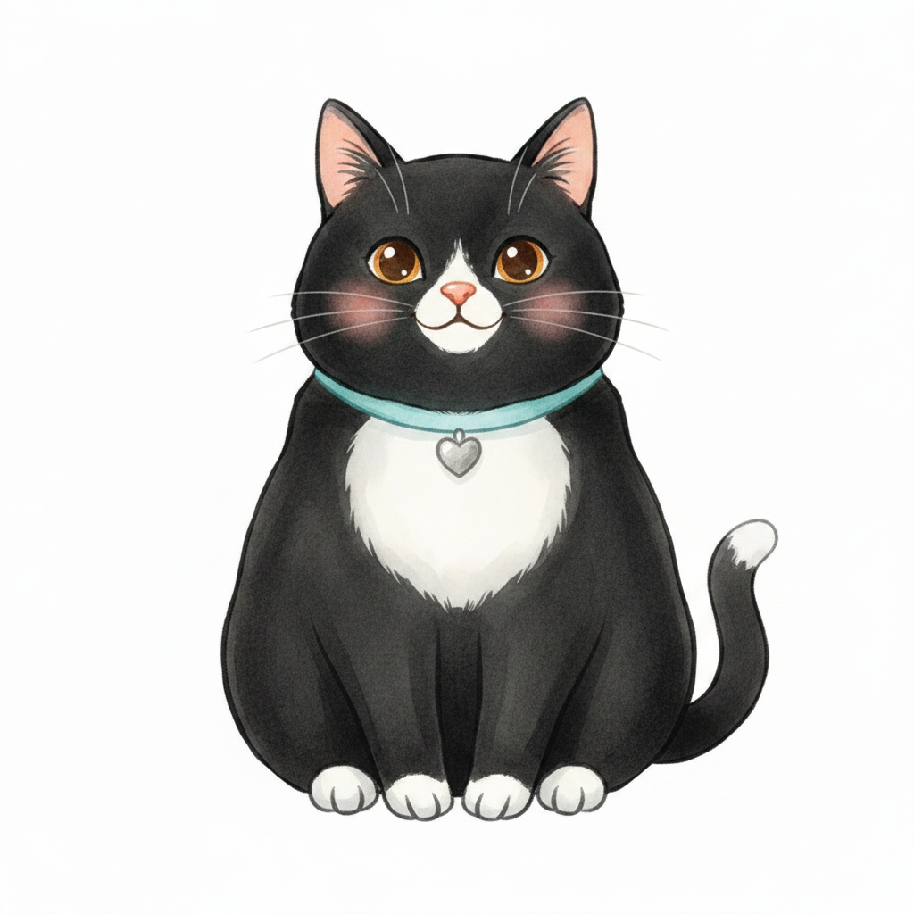 Cartoon tuxedo cat Coco